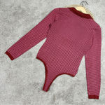 NWOT Lulu’s Retro Cutie Burgundy and Pink Textured Knit Long Sleeve Bodysuit M Red Size M Photo 7