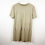 ZARA Faux Suede Mini Dress L Tan Photo 2