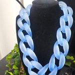 Boutique Chunky Light Blue Acrylic Chain Link Statement Necklace Earrings Set New Photo 0