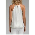 Joie  Silk Tank Top Womens XS White Silver Zelpha Striped Sheer‎ Blouse Silk Photo 3