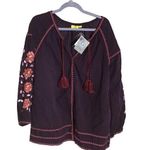 Roberta Roller Rabbit Roller Rabbit Women Nyima Plum Boho Peasant Slv Shirt Jacket Sz XS/S NWT Photo 0