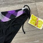 Hobie NWT Swimwear Bikini Bottom Sz S Black W Purple Plaid Ruffle Photo 2