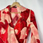 Boutique  Red & Pink Geode Printed Long Sleeve Wrap Mini Dress S Photo 2
