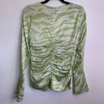 Ganni NWT  Zebra Stripe Ruched Silk Blouse in Margarita Photo 4