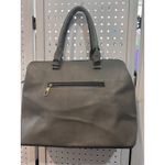 Chic Faux Leather Tote Bag Gray Double Handle Top Zip Tassel Accent Photo 5
