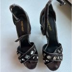 Nine West  RHINESTONES Callisto Platform Velvet Dress Sandal Gray/Silver 8.5 NEW Photo 7