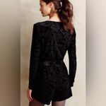 Saylor Anthropologie black floral burnout velvet long-sleeve faux-wrap romper M Photo 1