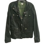 J.Crew Women's Green Twill Jacket M Resin-Coated Casual Long Sleeve Photo 2