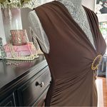 Candie's Candie’s Brown Sleeveless Ring Detail Midi Dress L Glam Mob Wife Cocktail Party Photo 6
