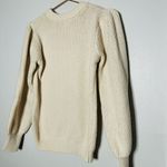 LOUNA Ivory Embroidered Puff Sleeve Floral Chunky Knit Sweater Size Small Photo 12