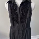 INC International Concepts Black Tuxedo Ruffle Shirt Dress Photo 1