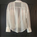 XOXO Women's White Chiffon Embroidered Lace Sheer Top Blouse Size Medium Photo 2