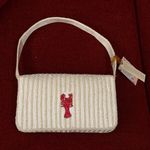 NWT Lobster Cream White and Red Beaded Shoulder Bag Photo 4