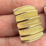 Givenchy Vintage  Silver & Gold-tone Ribbed Radiator Half Hoop Clip-On Earrings Photo 14