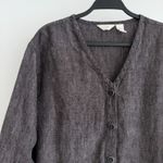 J Jill Linen Jacket Large Brown Taupe Button Up Rustic Lagenlook Boho Earthy Photo 4