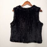 AQUA by Bloomingdale’s faux fur black v neck vest size M Photo 6
