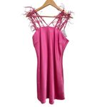 Cult Gaia  Karosi Ostrich-Feather Satin‎ Mini Dress size Large $518 NEW Photo 1