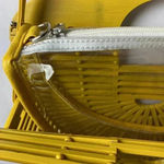 UNBRANDED WOODEN SLAT PURSE GOLDEN MUSTARD YELLOW INSIDE ZIP POUCH Gold Photo 3