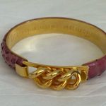 VITA 24 Karat Gold Plated Snake Print Link Bracelet Made In Florence Pink Photo 1