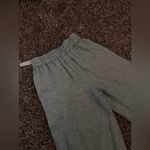 Poetry  Linen Drawstring Trousers in Green Khaki Gingham Striped Crop Wide Leg Photo 6