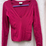 Loft  Fuchsia V-Neck Sweater Photo 0