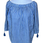 Old Navy Chambray Off Shoulder Tassle Striped Shirt New S Photo 0