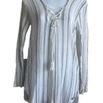 Billabong Women Hoodie Top M Blue White Washed Out Striped Beachy Coastal Hippie Photo 0