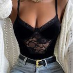 Suede lace Teddy cami tank bodysuit (Size S) Photo 0