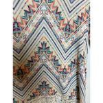 Absolutely Famous  Women’s Blouse Size Medium Western Boho Orange, Blue Fringe Photo 3