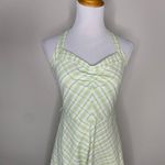 VintageY2k Lime Green Plaid Halter Dress Sz Small Photo 2