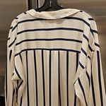 ZARA 💕💕 Satin Effect Oversized Top ~ Navy Blue and White Striped Print XL Photo 12