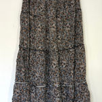 Japna  Skirt Brown Black White Spotted Tiered Maxi Skirt Boho Size Large Photo 0