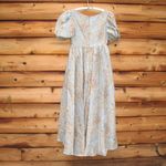 Mac Duggal  11608 Blue Brocade Puff Sleeve High Low Gown Dress Photo 9