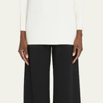 St. John #308  Collection Navy Ribbed Stretch Wide Leg Pants Photo 0