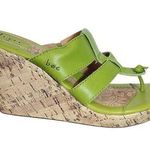 b.o.c. Green Leather Cork Sole Wedge Sandals Size 9 Green Leather Wedges Photo 0