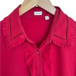 Aritzia Sunday Best Button Down Festive Long Sleeve Shirt Blouse Top M Red Size M Photo 2