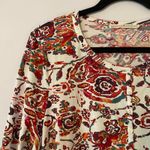 Peruvian Connection  Multicolor Paisley Abstract 3/4 Sleeve Top Women's size XL Photo 3