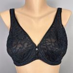 Delicates Vintage Bra 36C Black Lace Unlined Underwire Stretch Satin Sexy Retro Photo 0