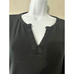 LL Bean Womens Black 1X Plus 3/4 Sleeve V Neck Cotton Split Neck Tunic Top Photo 2