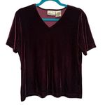 Kathie Lee Collection  V Neck Maroon Velour Blouse Photo 0