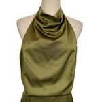 Elliatt  Camo Asymmetric Satin Halter Dress in Khaki Green Photo 7