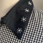 LEMON GRASS Holiday Button Down Shirt Womens Sz Small Gingham Snowmen Novelty Black Photo 4