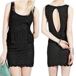 Pins & Needles Open Back Peplum Lace Dress Cut Out Sleeveless Mini Black Photo 1