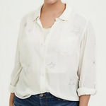 Torrid  Taylor - White Gauze Embroidered Star Button Front Relaxed Fit Shirt Photo 0