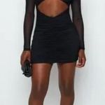 Beginning Boutique  Black Raven Dress Ruched Cut-Out sheer mesh long sleeve sz 12 Photo 11