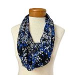 Sheer blue and black floral scarf ring scarf Photo 0