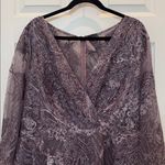 Mac Duggal NWT 20336 Purple Embellished Wrap Over 3/4 Sleeve Dress Size 12 Photo 4