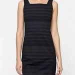 Eileen Fisher  Black Striped Square Neck Stretch Bodycon Straight Dress Women's 8 Photo 7