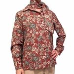 Vintage Alex Colman Sportswear Set: Floral Blouse & Scarf Red Size XL Photo 0