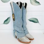 Denim and Snakeskin Western Cowboy Boots NWT 8 Blue Photo 10